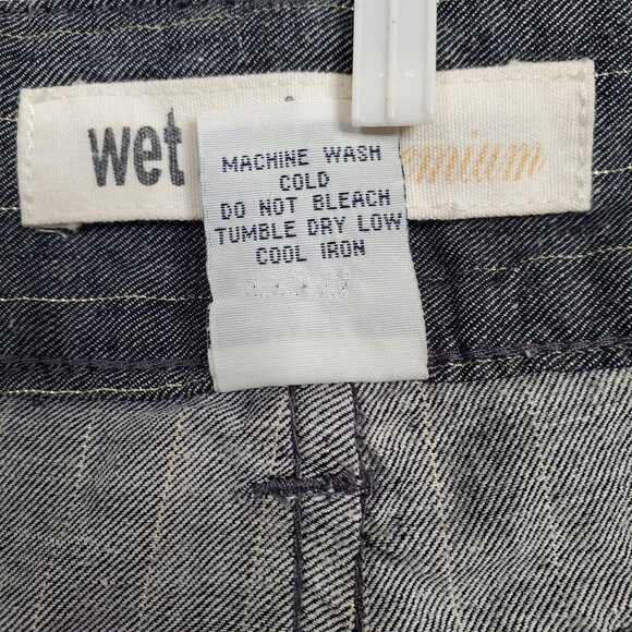 Wet Seal Size 13 Pants Stripe Linen Blend Trousers Lurex Gold Low Rise Wide Leg - Picture 4 of 9